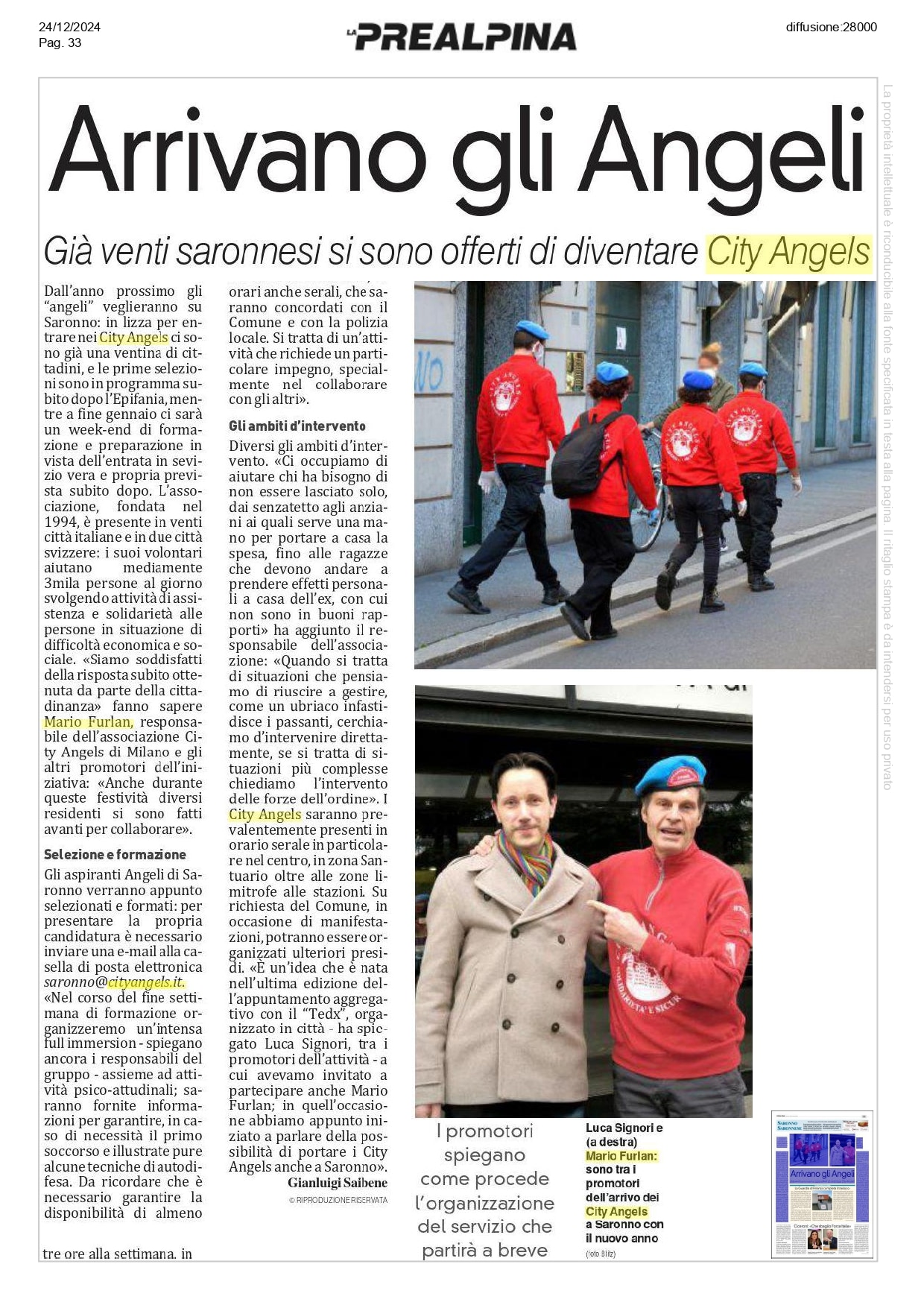 Saronno City Angels, a Saronno arrivano i City Angels!
