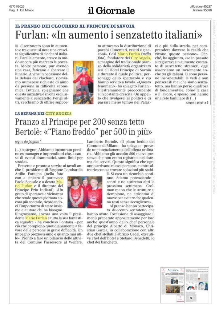 Mario Furlan denuncia l'aumento di senzatetto italiani