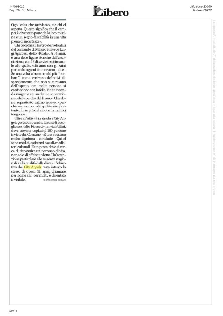 I City Angels fanno la doccia ai clochard