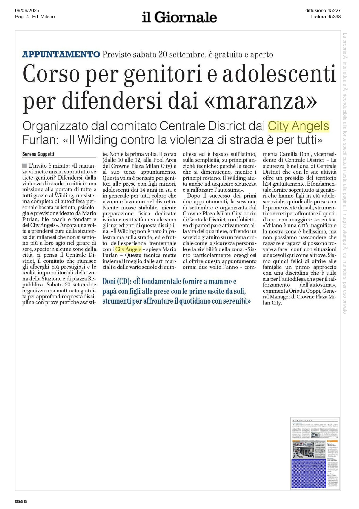 Corso di autodifesa personale anti maranza